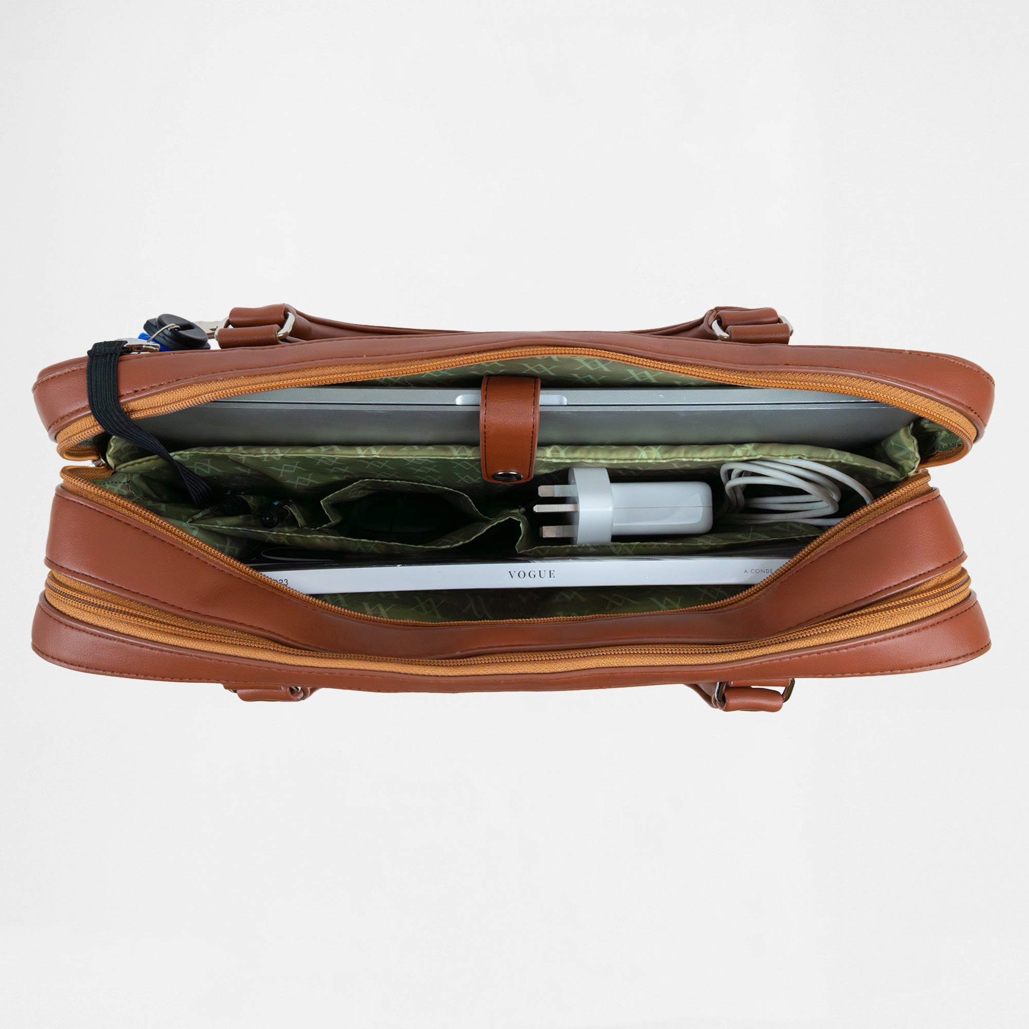 Berlin Double Laptop Bag - Tan