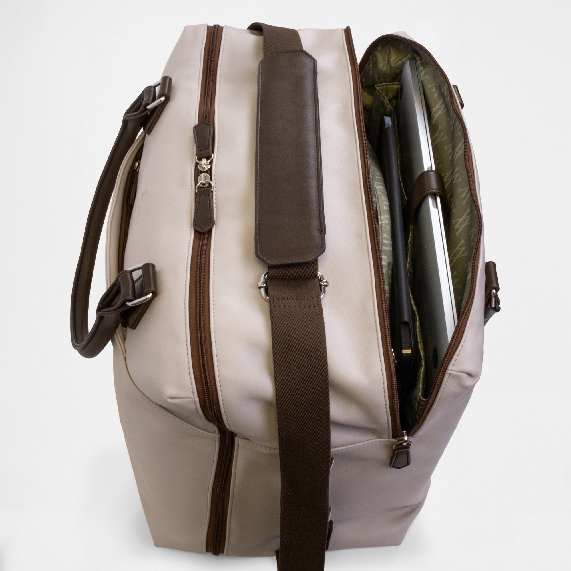 Vienna Travel Laptop Bag - Oyster / Chocolate