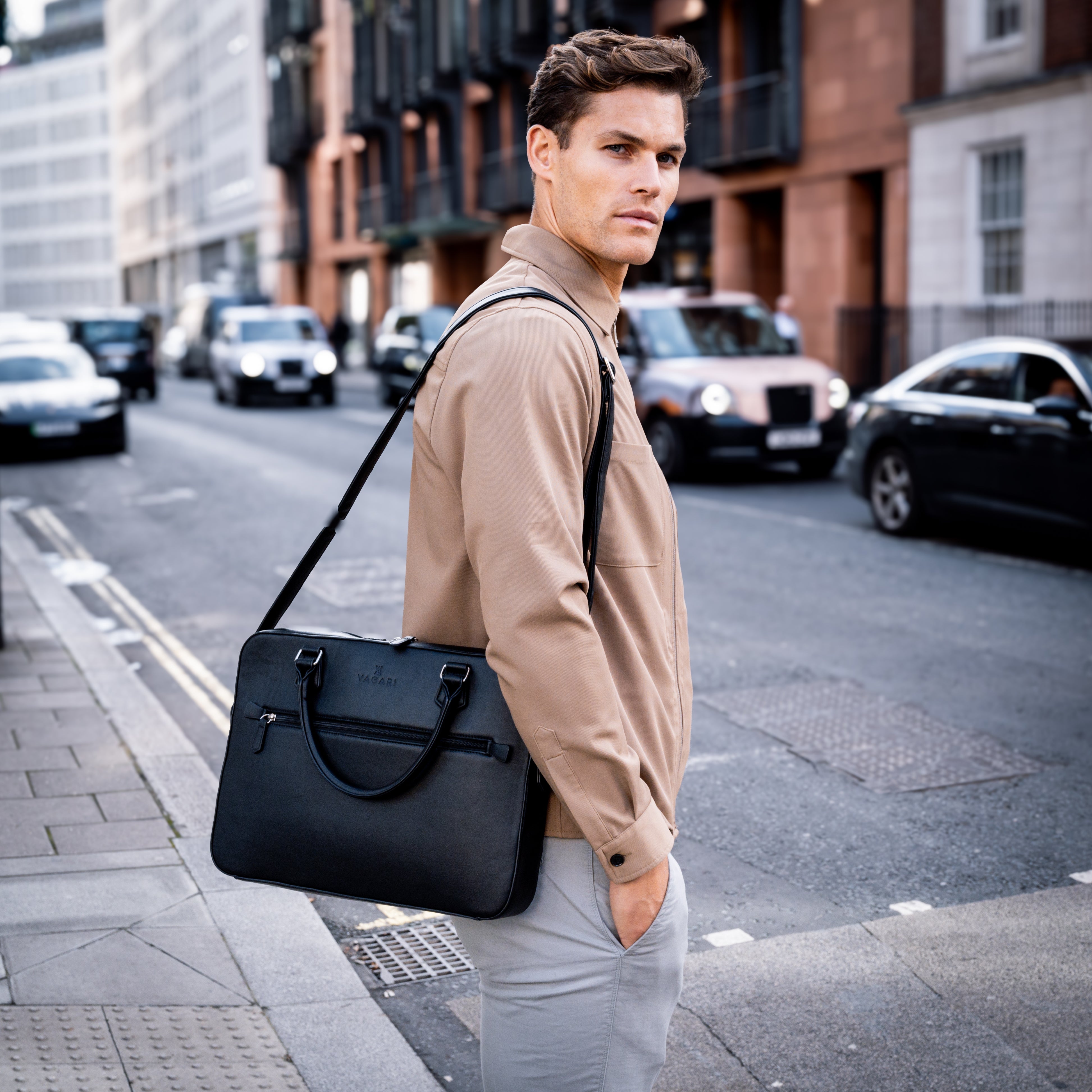 Berlin Compact Laptop Bag - Black