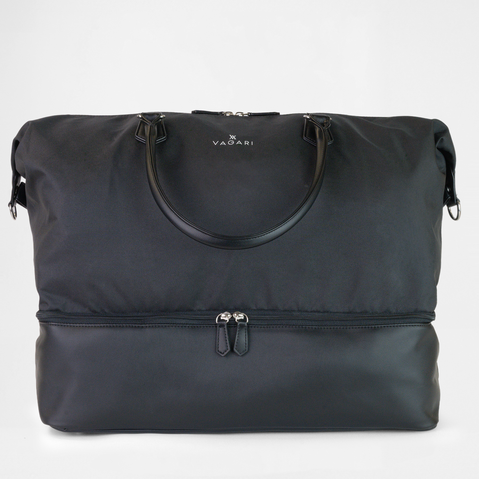 Front view of the Athens Gym Bag in Black by Vagari