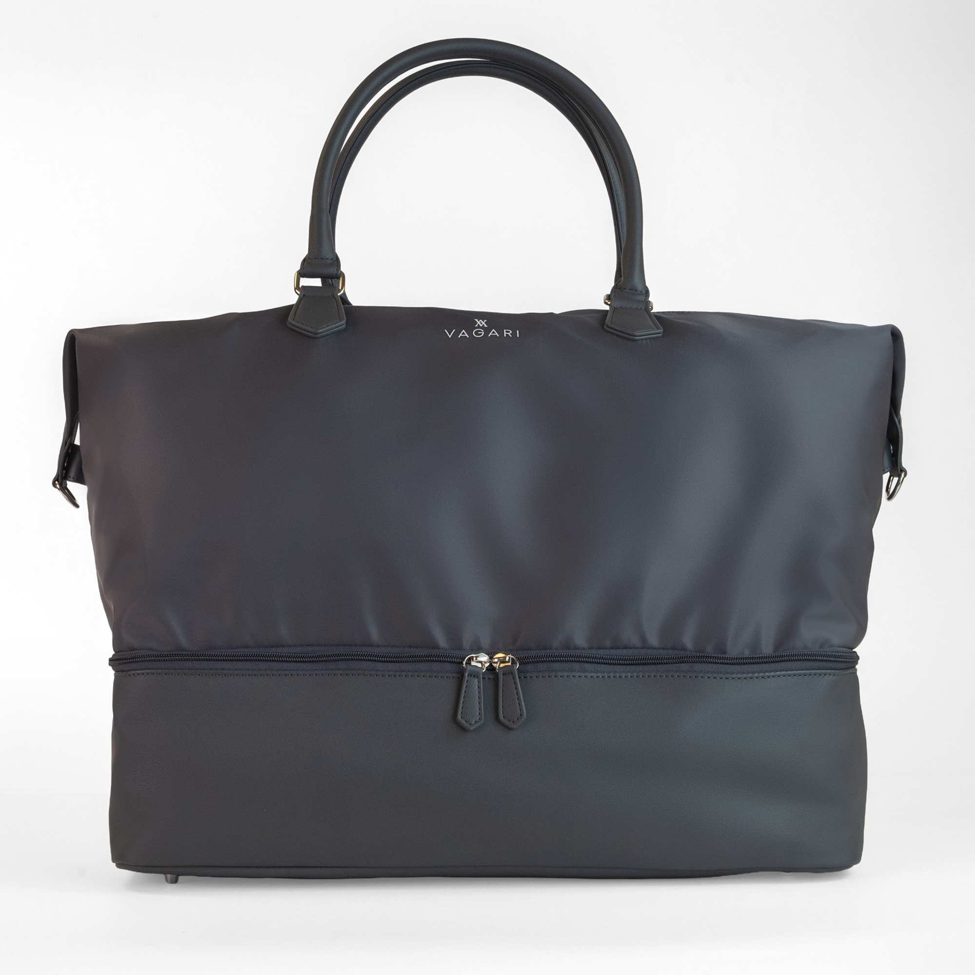 Athens Gym Bag in Graphite with upright front handles, Vagari logo visible