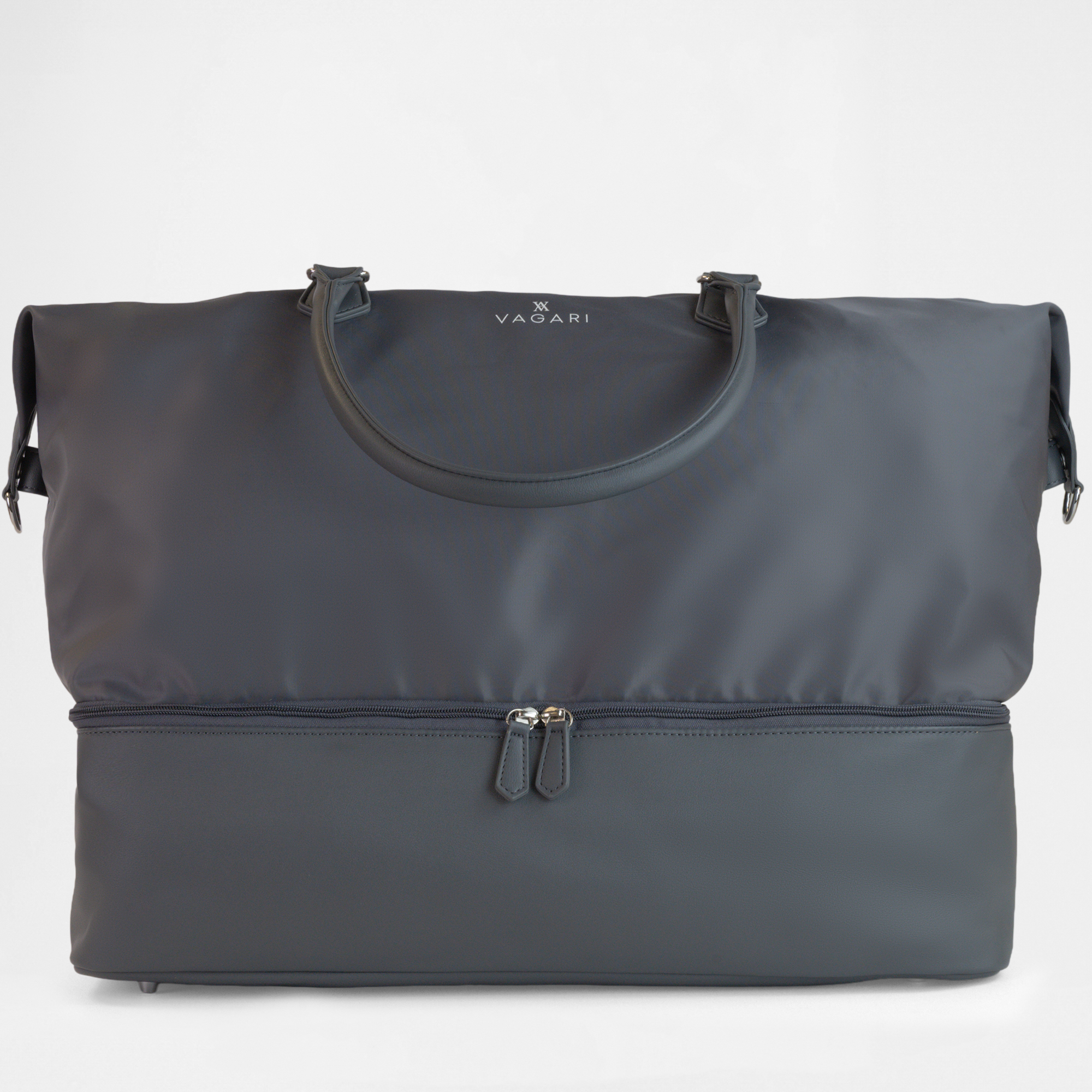 Front view of the Athens Gym Bag in Graphite by Vagari