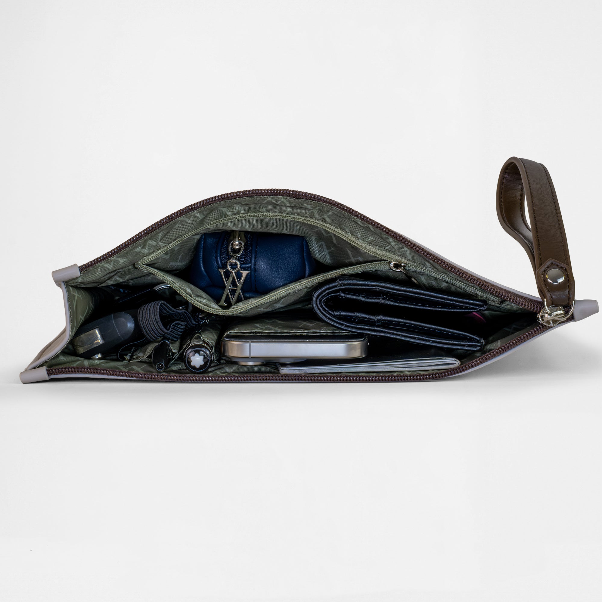 Geneva Compact Pouch - Oyster / Chocolate