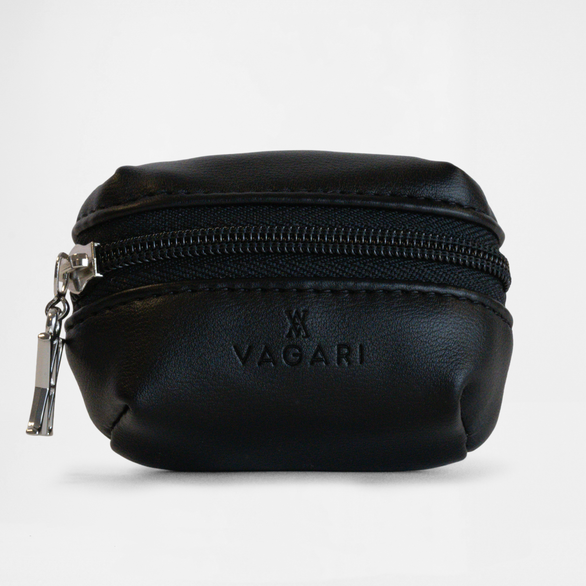 Front view of the Memphis Earbud Case in Black by Vagari