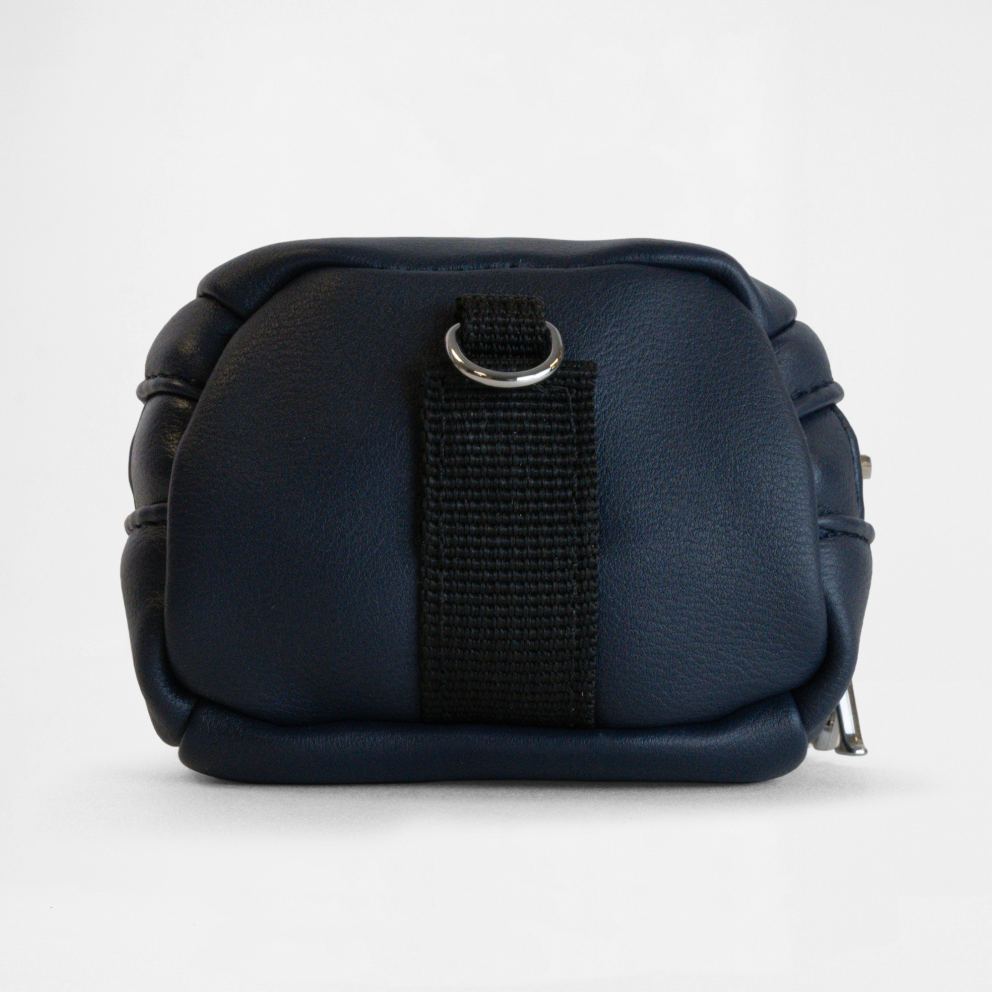 Back view of the Memphis Earbud Case in Navy with clip detail