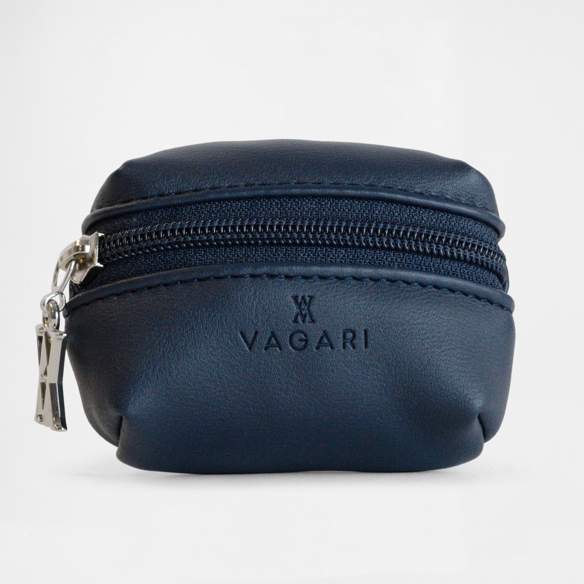 Front view of the Memphis Earbud Case in Navy by Vagari