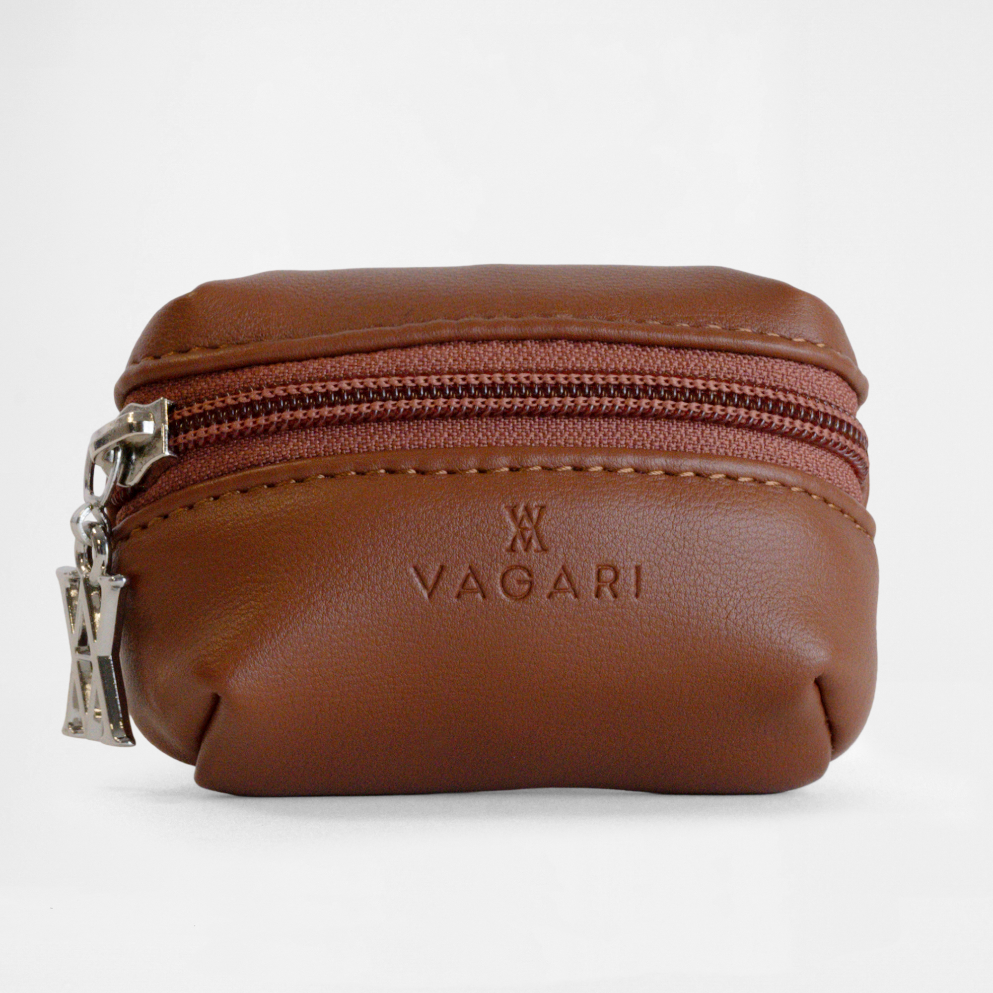 Front view of the Memphis Earbud Case in Tan by Vagari