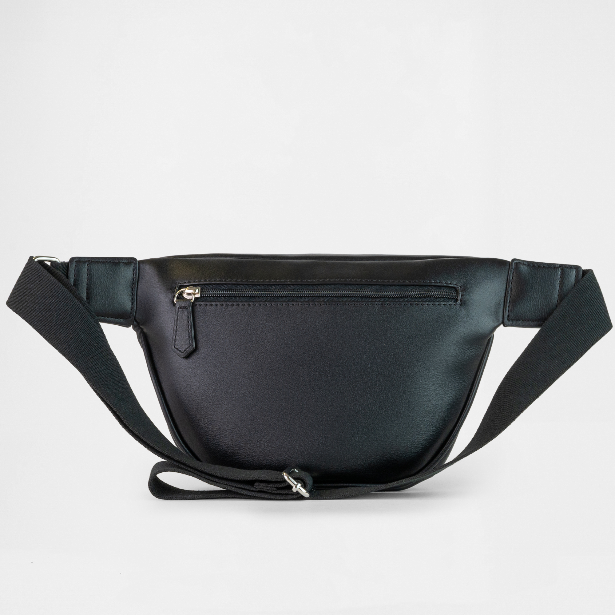 Back view of the Miami Belt Bag in Black showing rear zip pocket