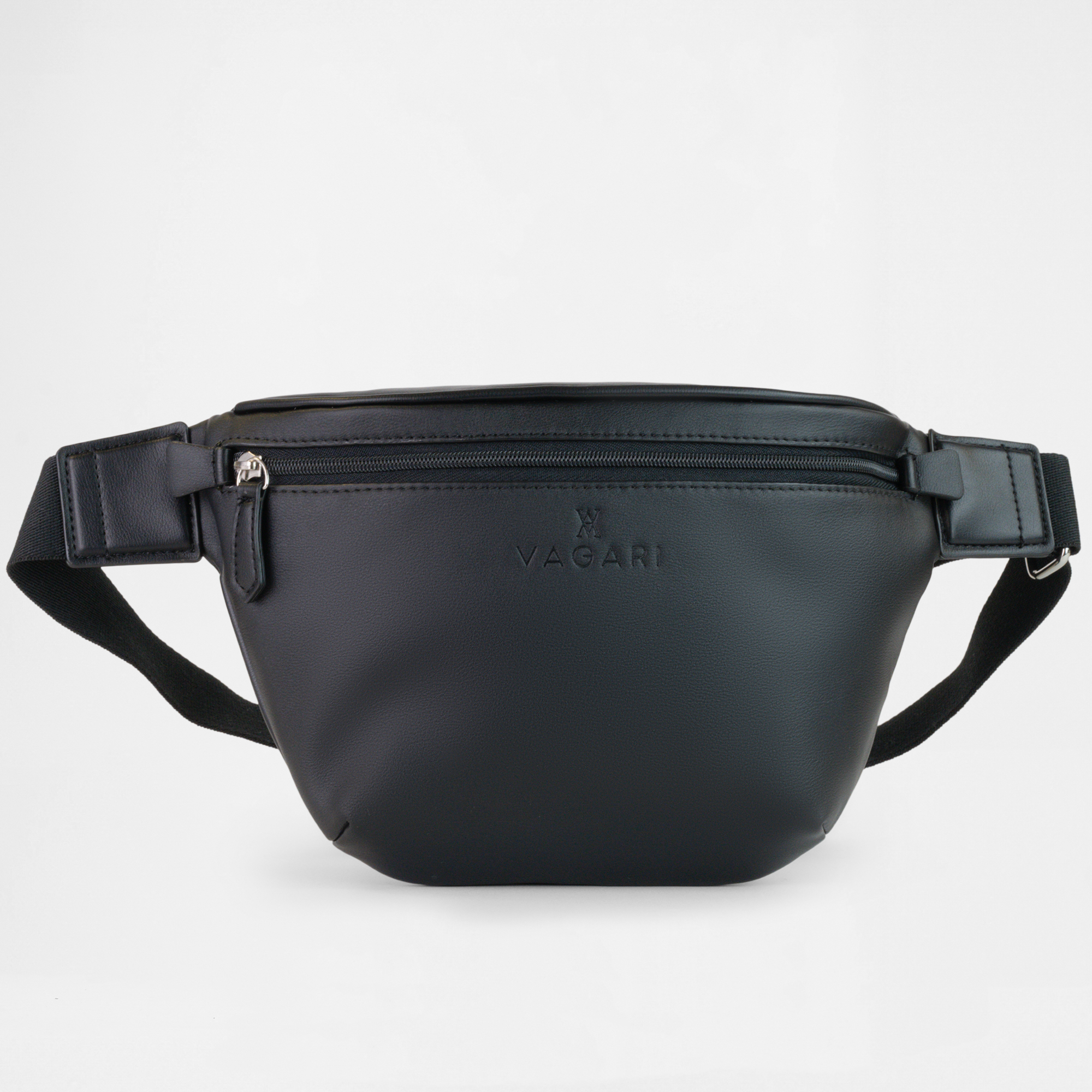 Front view of the Miami Belt Bag in Black by Vagari