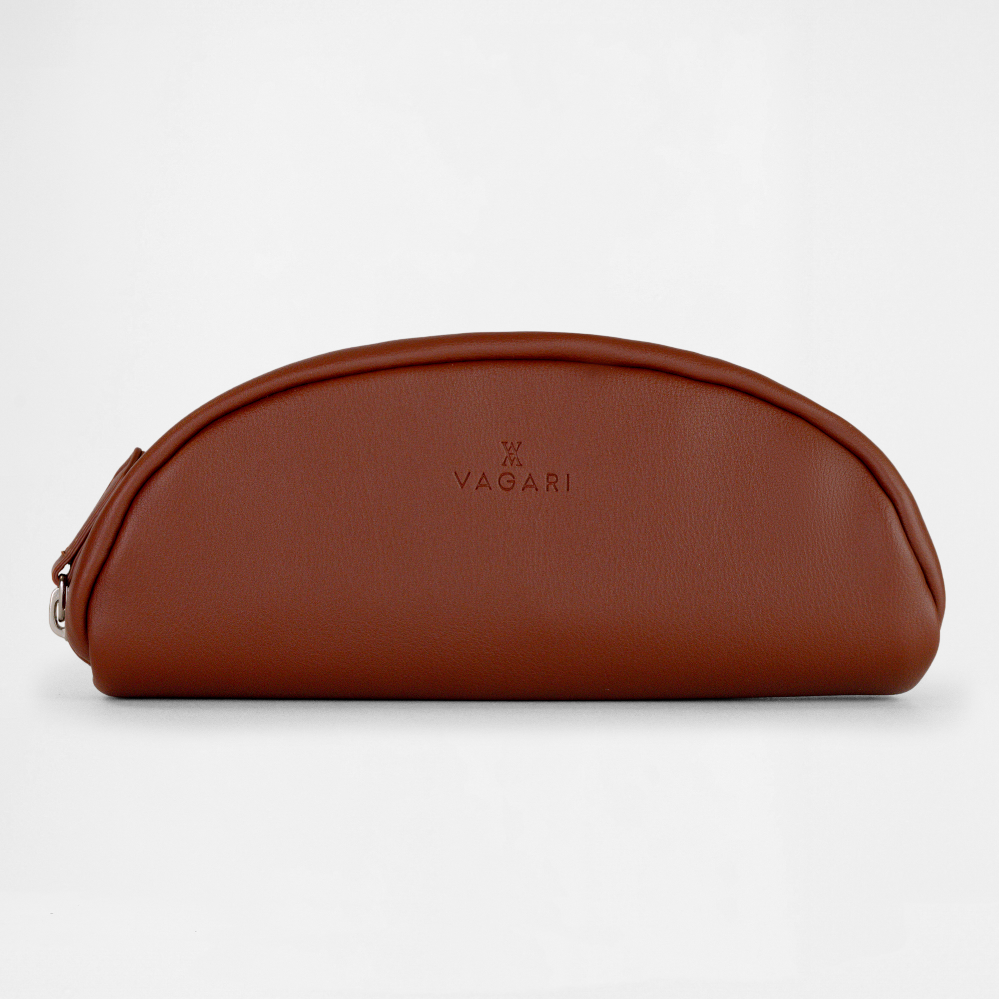 Front view of the Oslo Glasses Case in Tan by Vagari